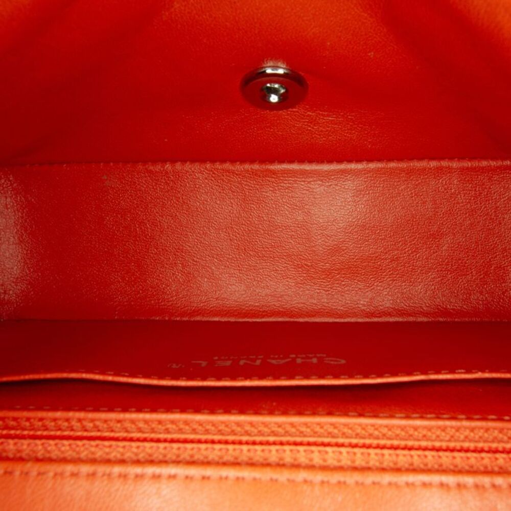 Pre Loved chanel Mini Chain Bag Classic Style Women Orange Crossbody Bags - Picture 6 of 8